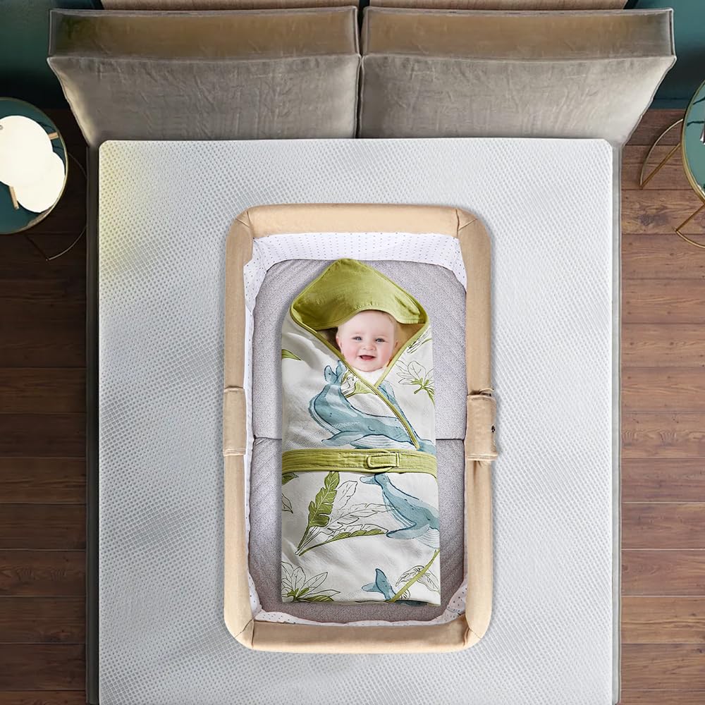 OHMG Lettino da viaggio pieghevole con zanzariera, materasso e giocattolo, lettino traspirante per interni ed esterni, lettino nomade per bambini, culla in vimini