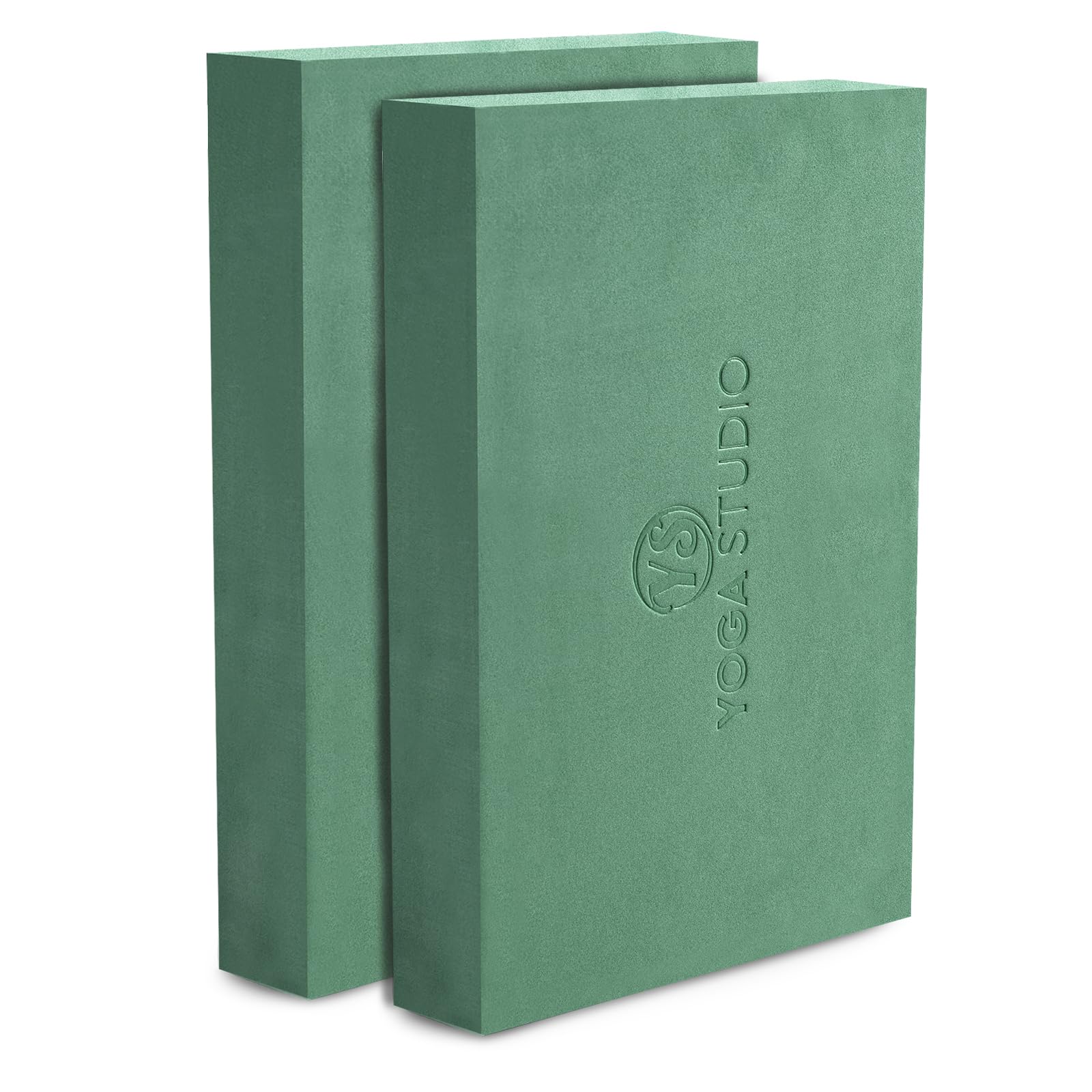 Yoga Studio Yoga Block - 30cm x 20cm x 5cm, Non-Slip EVA Block - Twin Pack, Lightweight Exercise Accessory (Sage Green)