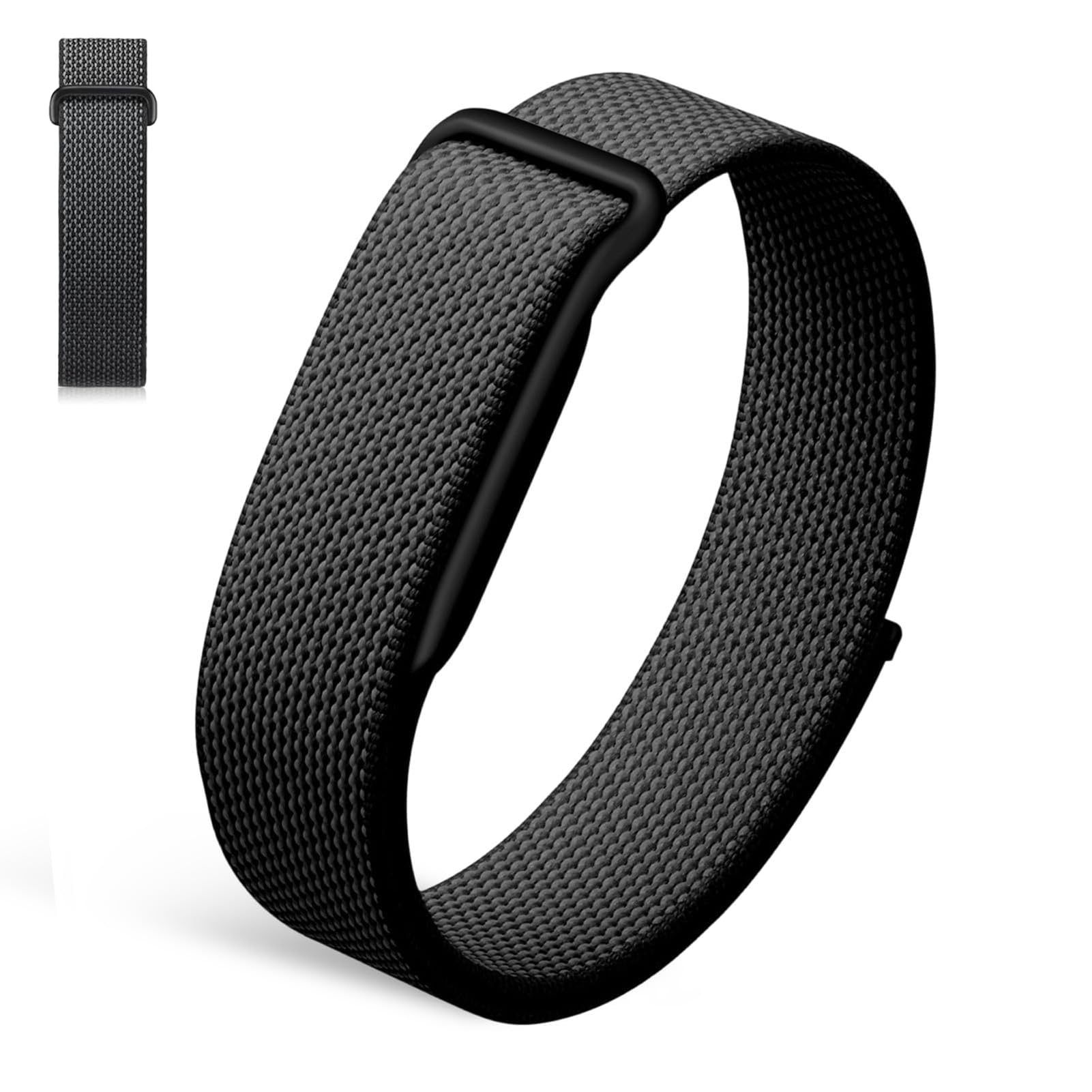 Aortom Nylon Band Compatible for Google Fitbit Air, Breathable Braided Sport Loop Replacement Strap with Stainless Steel Buckle, Soft Adjustable Woven Wristband for Women Men, Non-Original (Black)