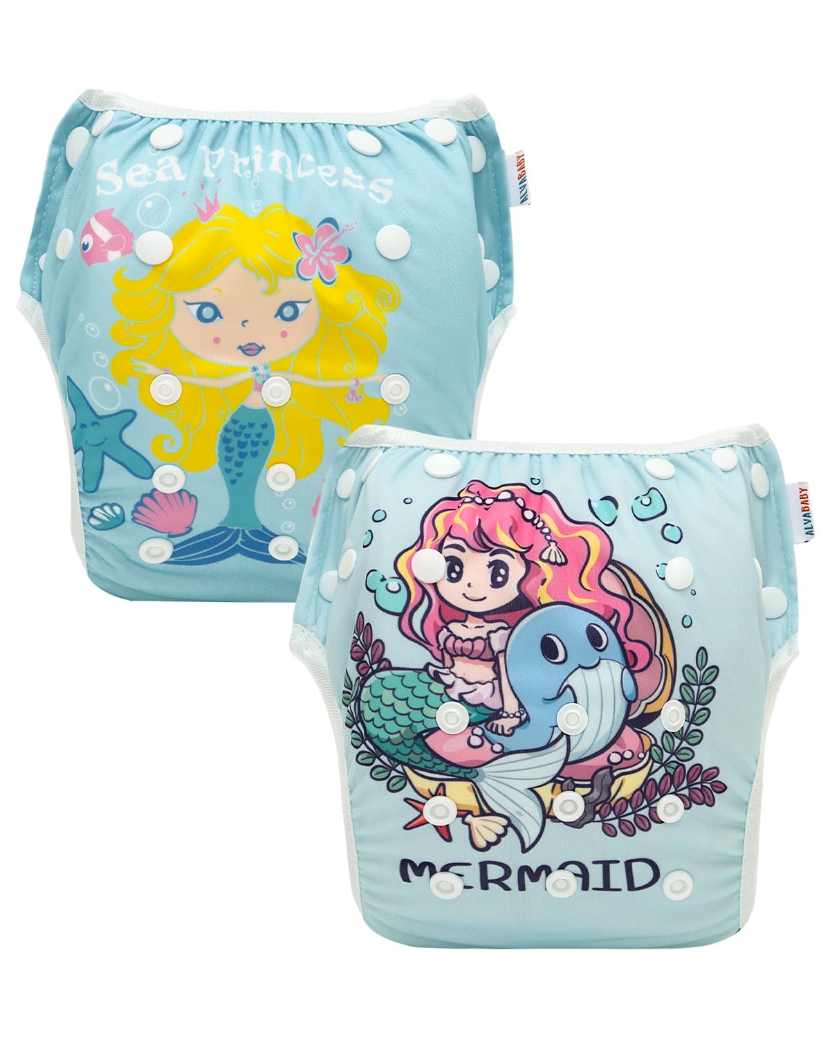 ALVABABY Reusable Swim Diaper Washable Adjustable 0-36 mo.for Infants Toddlers Boy Girl Swim Diaper 2 Pack One Size Swimming Lesson DYK153-154-CA