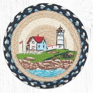 BLACK FOREST DECOR Coastal Scene Trivets Set of 3 – Nautical Braided Jute Heat-Resistant Table Mats – Handcrafted Durable Hot Pads – Ocean-Inspired Kitchen Décor – 10” Diameter Each, Multicolor