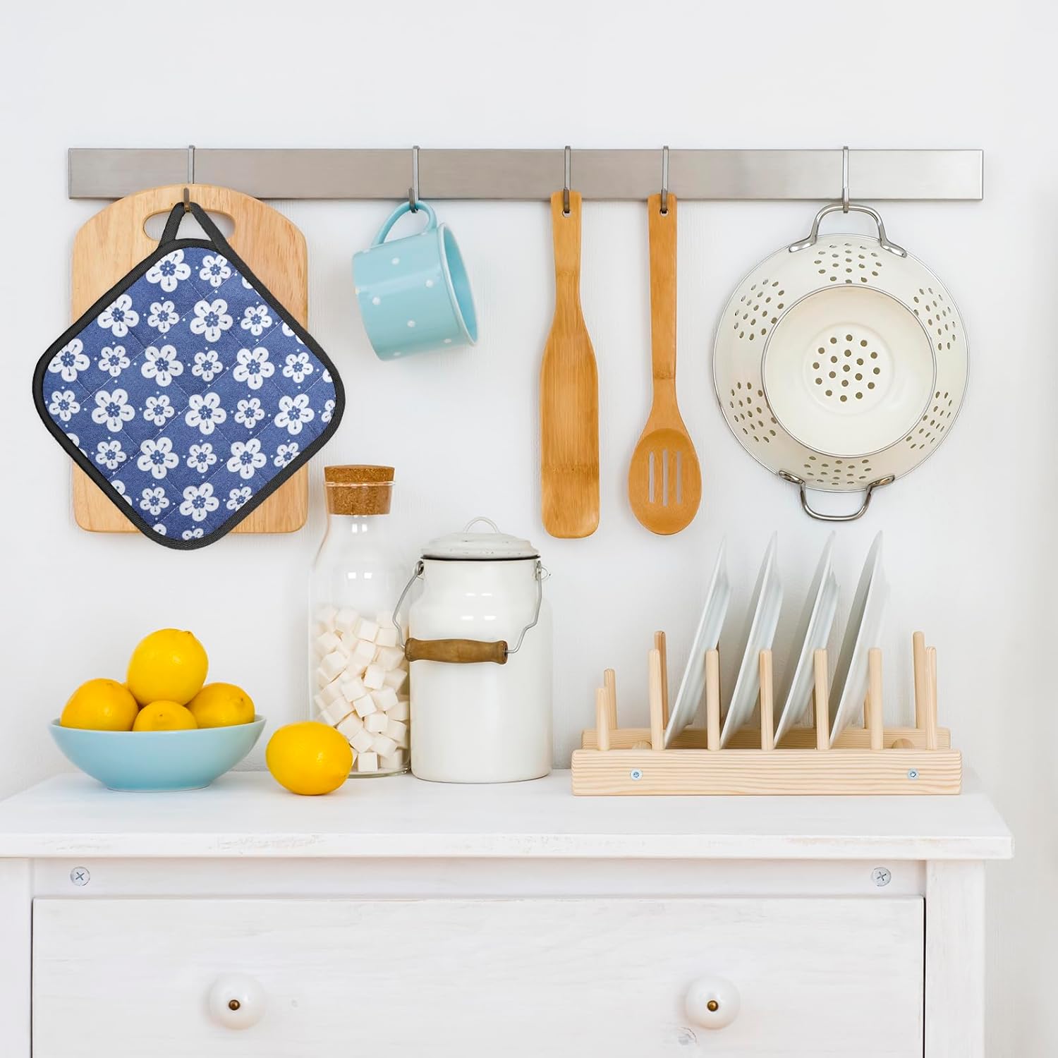 6 Pack Pot Holders 100% Cotton Heat Resistant Potholder, Machine Washable Pot Holder, Hot Pads, Table Pads for Cooking Baking (F) - Image 3