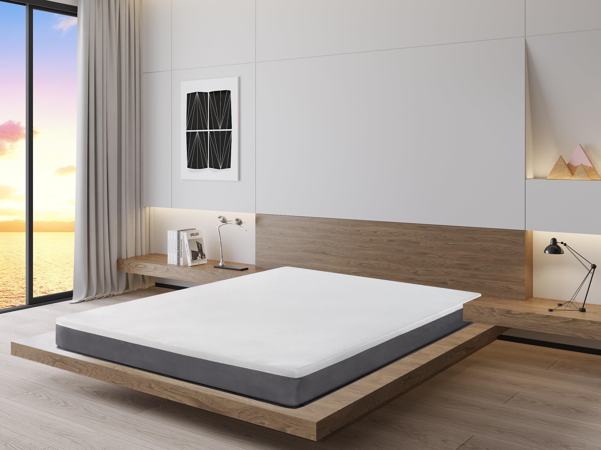IZTOSS Surmatelas 160x200x4CM Mousse Gel.Doux.Confortable,Respirante