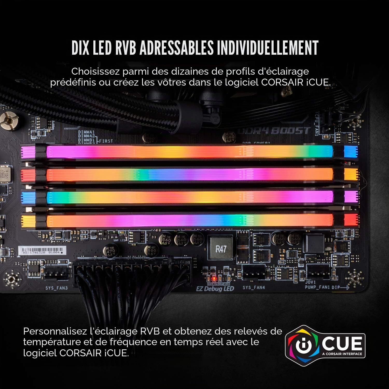 Corsair Vengeance RGB Pro DDR4 RAM 32Go (2x16Go) Jusqu'à 3600MHz (PC4-28800) C18 – Noir (CMW32GX4M2D3600C18)