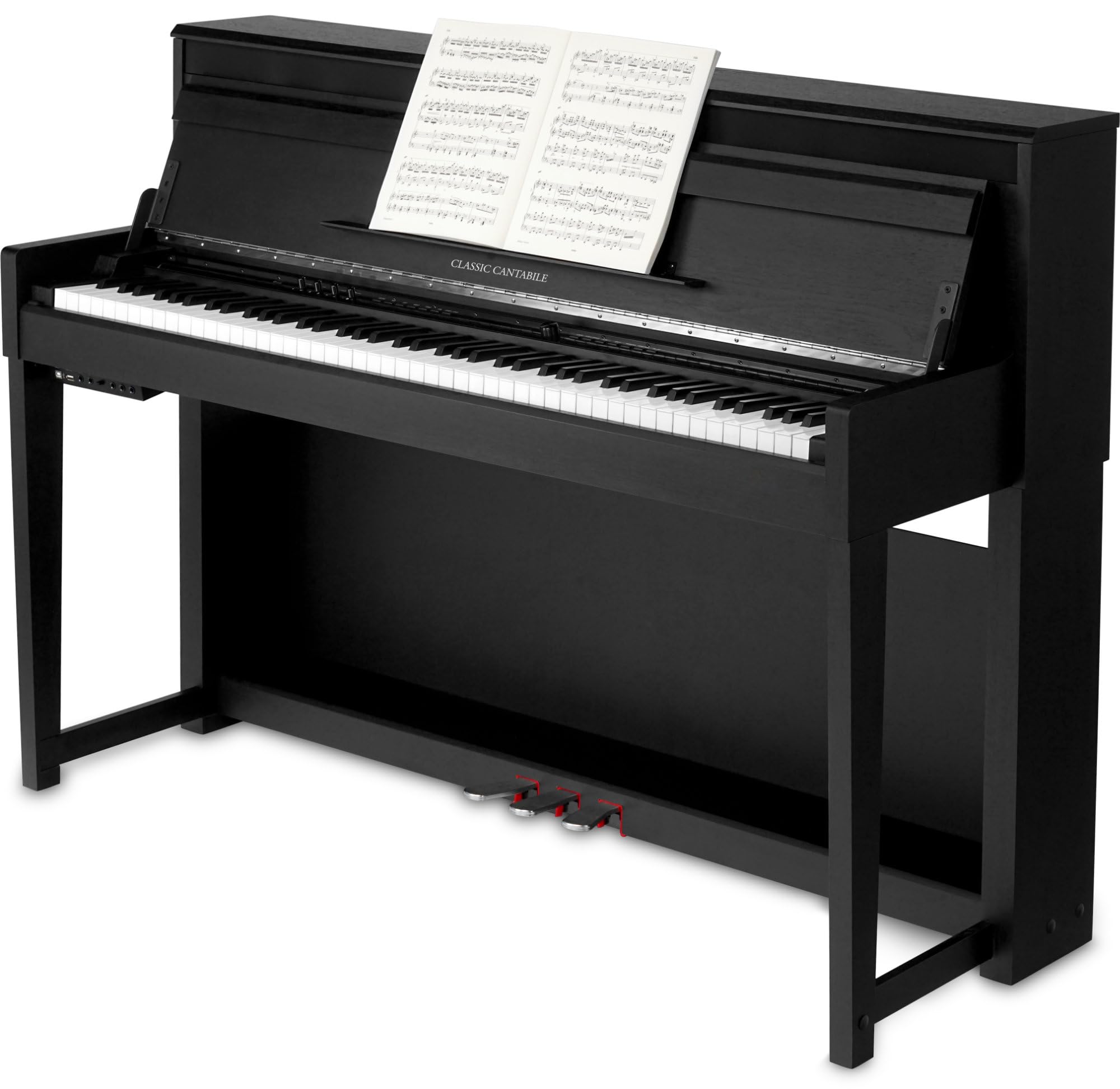 Classic Cantabile UP-1Plus SM Pianoforte Elettrico Verticale Nero Opaco | Tastiera composita con tasti Ivory-Touch riempiti in legno massello, 88 tasti pesati con tastiera Graded Hammer, 7 1/4 ottave