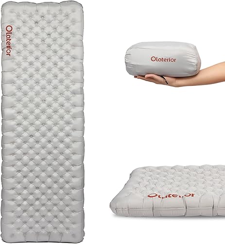 Colchoneta de dormir ultraligera de 28 onzas, 7.2 R aislada, colchoneta de dormir ligera para acampar, senderismo, mochileros, escalada con bolsa
