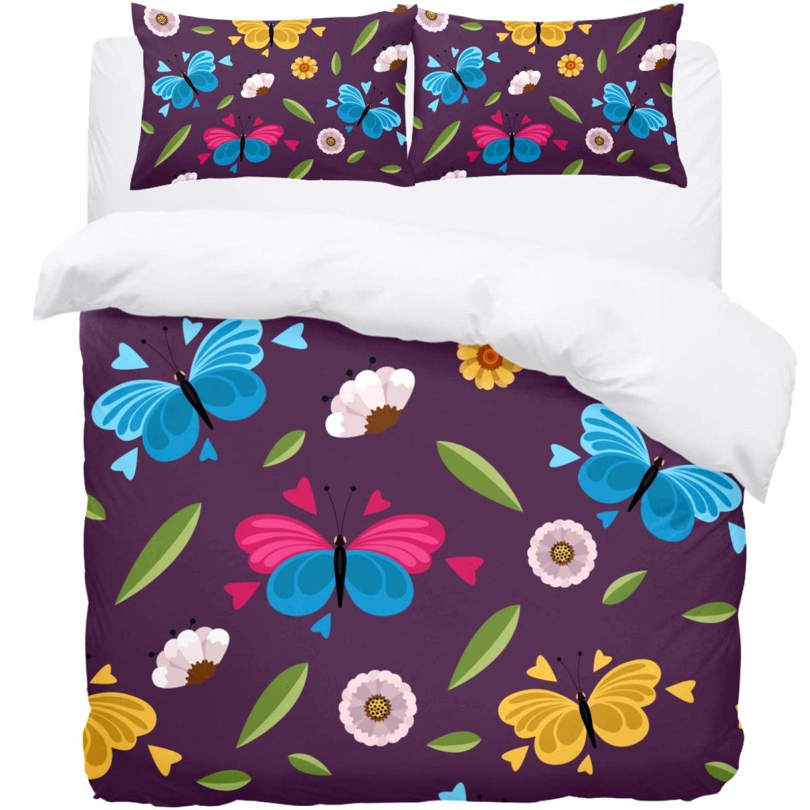 Parure de lit violette housse de couette imprimé papillons pour sublimer votre lit