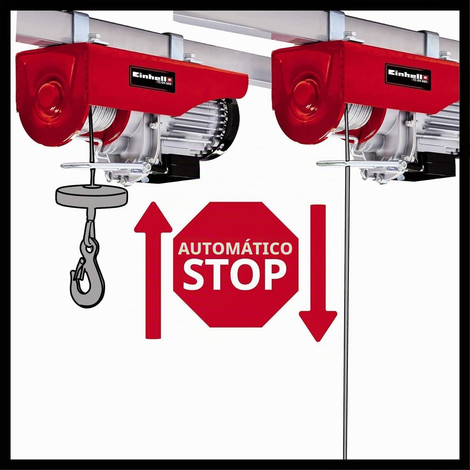 Einhell Polipasto Eléctrico, Rojo, 1050-W - Charge Max : 600 Kg