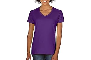 Gildan Women's Purple Softstyle V-Neck T-Shirt