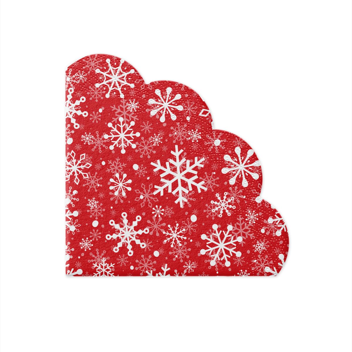 PAW Servietten Ø 32 cm, 12 Stück - Weihnachtsschneeflocken Hellrot