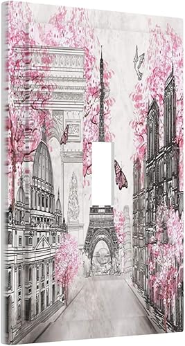 París Torre Eiffel Arc De Triomphe - Placa de pared de palanca individual de 1 cuadrilla, paisaje de ciudad europea, cubierta de interruptor de luz,