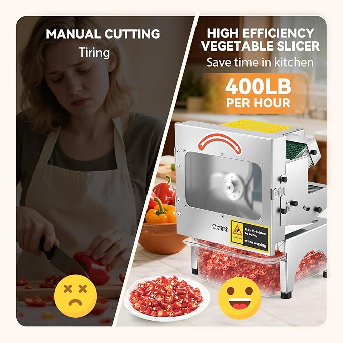 Cortadora de Verduras Eléctrica 200W Acero Inoxidable 400LB/H miniatura 2