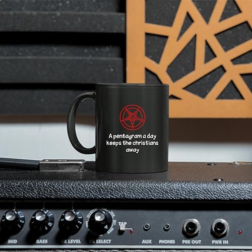 Miniatura 5 de A day keeps the Christians away funny occult 666 Lucifer Baphomet occultism symbol Church of Satan Ritual 11oz 15oz Black Coffee Mug