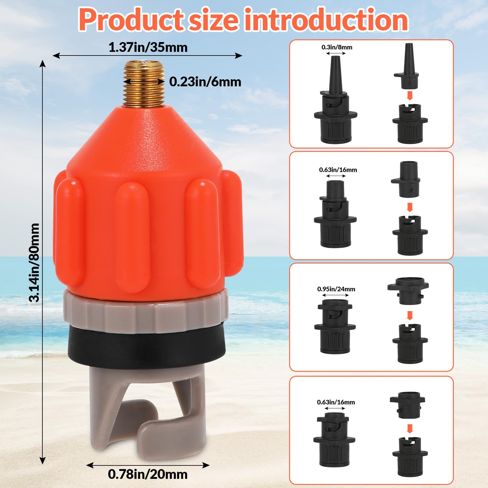 Adattatore Pompa SUP, Adattatore per Pompa Gonfiabile, SUP Adattatore per Valvola con 5 Ugelli Gas, Adattatore per Kayak per Imbarcazione Gonfiabile, Stand Up Paddle Board