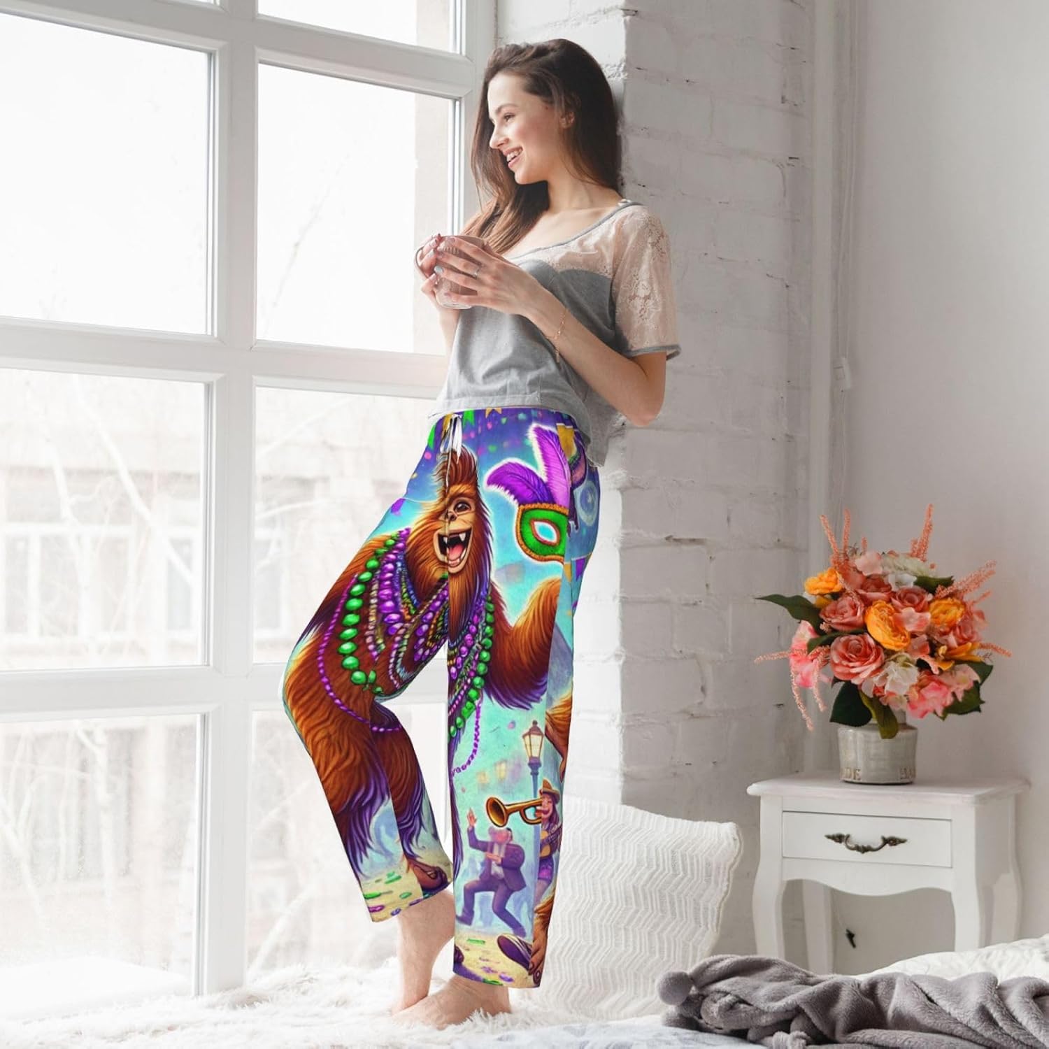 Women'S Shrove-Tuesday-Sasquatch Fleece Pajama Pants, Cozy Flannel Lounge Bottoms For Women