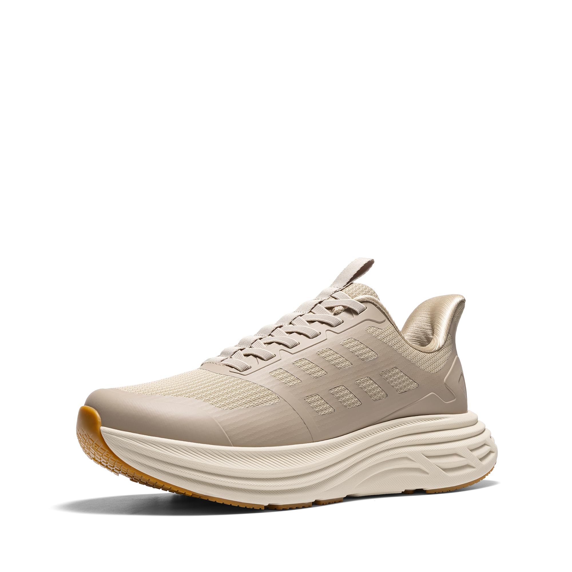NORTIV 8 Men's Slip On Walking Shoes Cushioning Hands Free Non Slip Comfortable Workout Running Tennis Jogging Athletic Gym ActiveFloat Fashion Sneakers,Size 7.5,Apricot,SNRS24009M-L