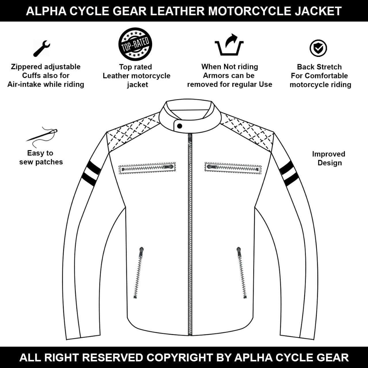 LEATHER ARMOR MOTORCYCLE BIKER JACKET FOR MEN BLACK GLIDE CRUISER SPORTSTER CAFE RACER (BLACK/RED, 5X-LARGE) : Automotive