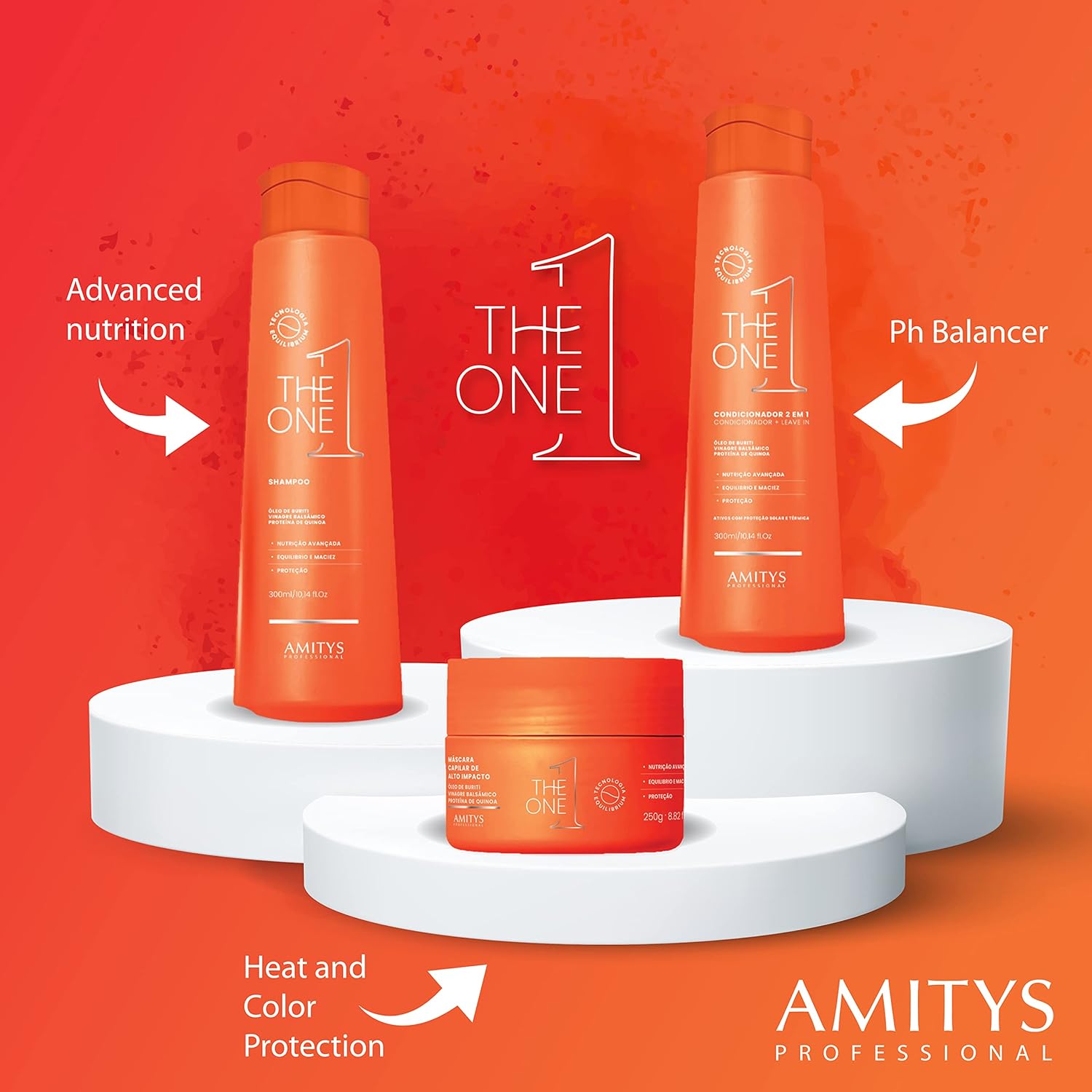 The One 2 in 1 Conditioner, Hydrating, Buriti Oil, Quinoa Protein, Vegan, Repair Hair Damage, Capillary Strengthening Petroluem-Free, Sulfate-Free, Paraben-Free, 300 milliliters