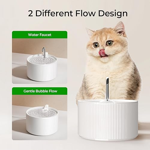 Miniatura 6 de Voluas Fuente de agua de cerámica para gatos, fuentes para gatos de 2.2 L74 onzas para beber en interiores, dispensador automático de agua para