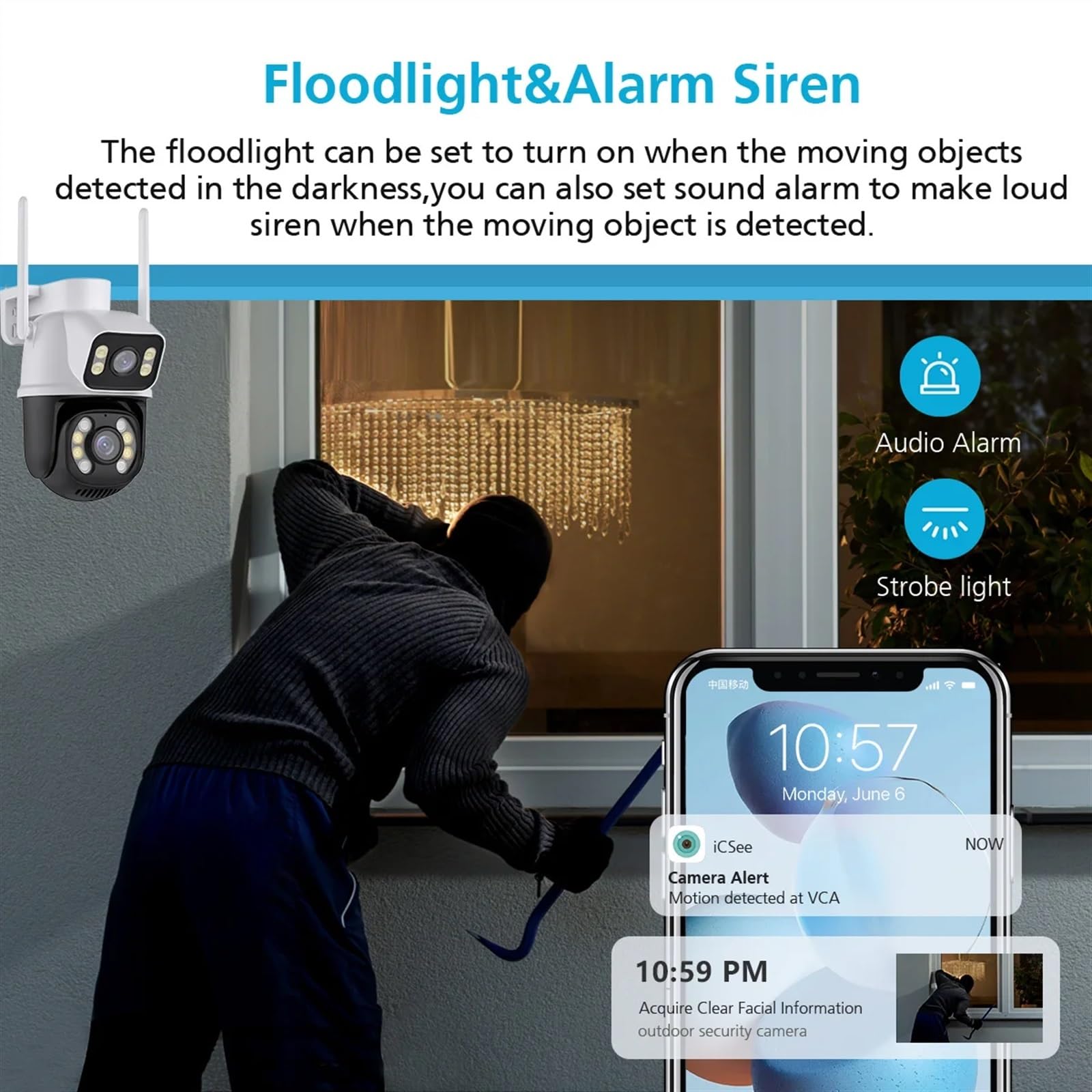 4K 8MP podwójny obiektyw podwójny ekran kamera IP wodoodporny kolor IR Night Vision automatyczne śledzenie kamery monitorujące(4MP WITH 128g card)