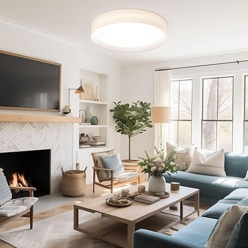 Miniatura 6 de Hamilyeah Lámpara de techo de montaje empotrado de 20 pulgadas, regulable, luz de techo de 48 W con pantalla de tela, luz diurna de 5000 K, lámpara