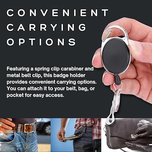 Miniatura 6 de Backlash - Llavero retráctil de cuerda de nailon para llavero de aro de identificación con carrete de identificación retráctil, mosquetón retráctil