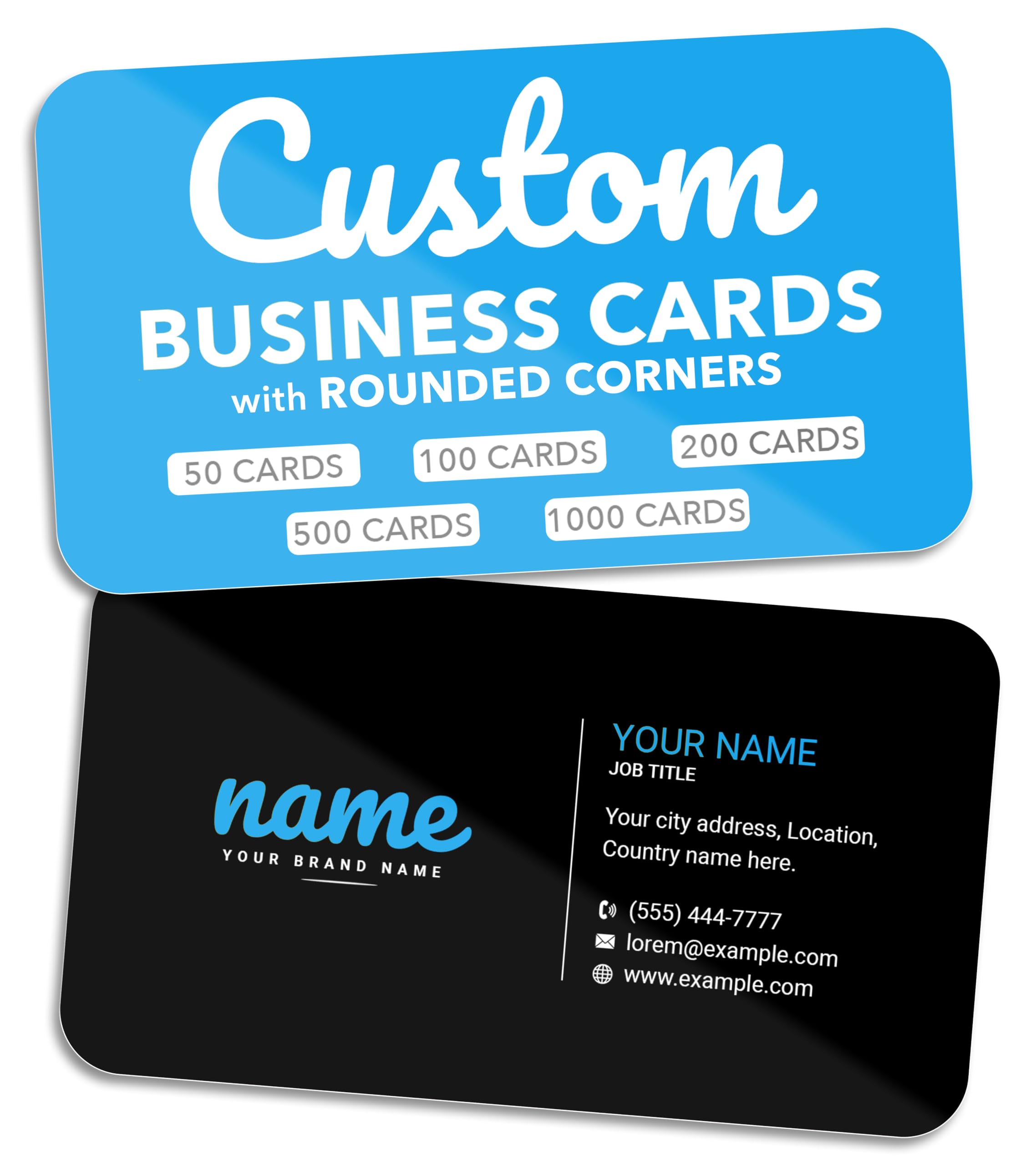 Custom Business Cards with Rounded Corners - 16pt Glossy - Made in the USA (50 to 10,000 Cards)