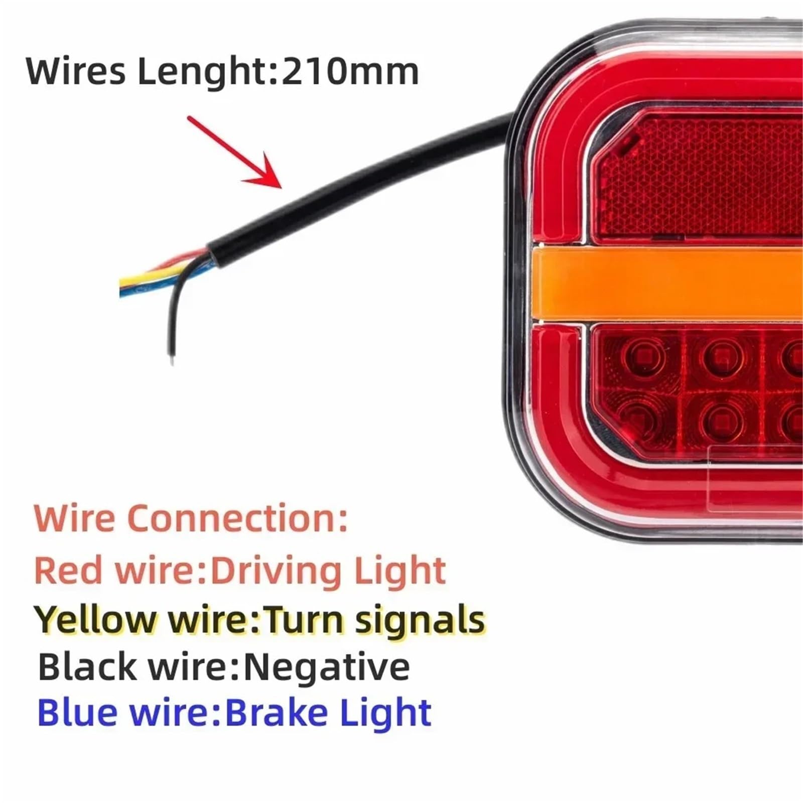 Luz Trasera 2 Luces LED Traseras 4 Pulgadas 12V 24V Para Matrícula Intermitentes Freno Parada Marcha Atrás Para Camión Remolque Furgoneta.