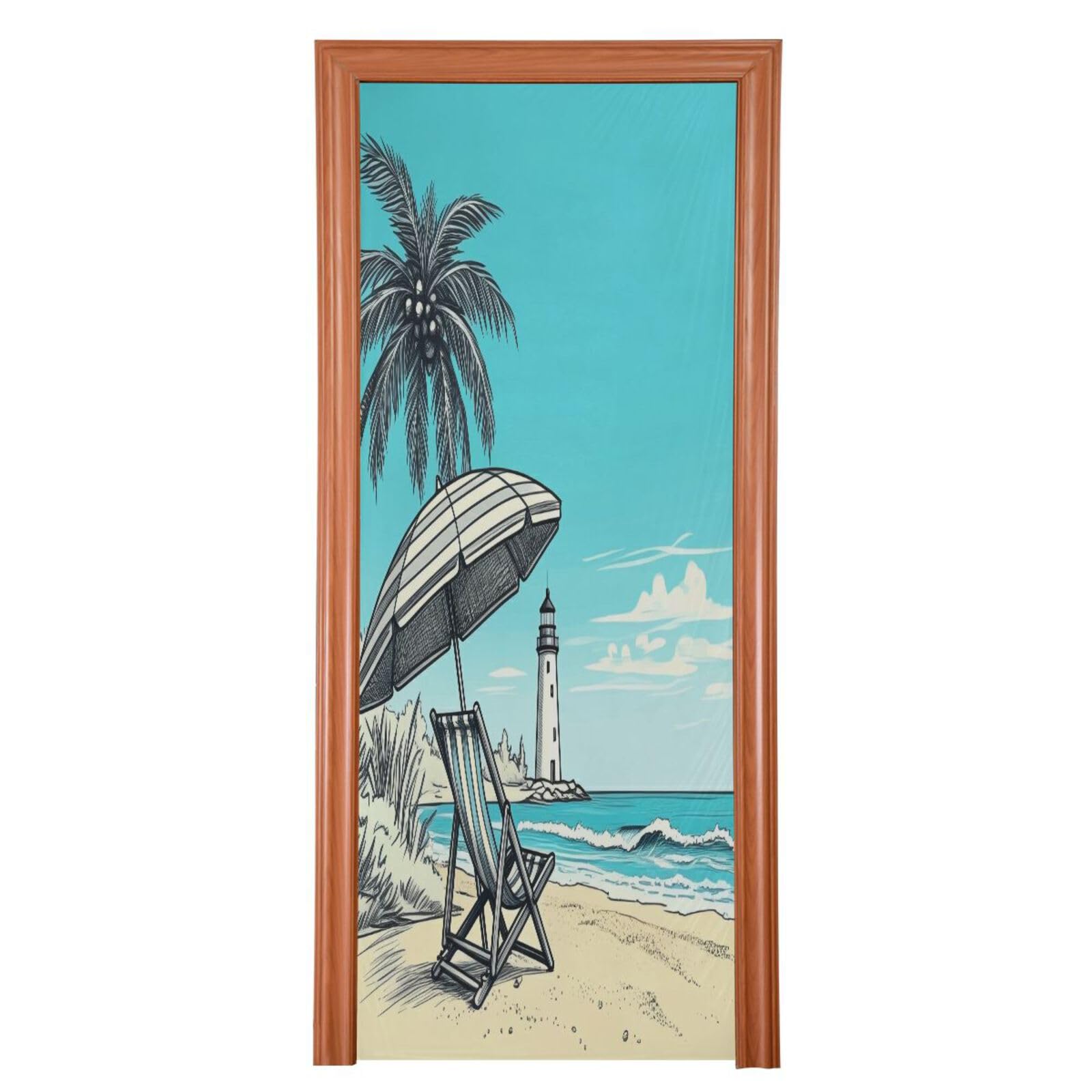 FLildon Beach Lighthouse Lounge Chair Door Cover Decoration, Party Accessory Porch Decor for Festive Ornament Room Door Covers 36 x 98 Inch