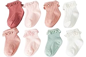 Toddler Girls Anti Slip Socks - Non Skid Frilly Ruffle Design with...