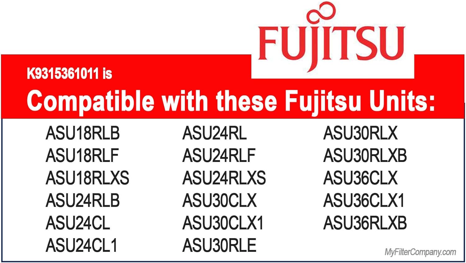 Fujitsu General Mini Split Air Conditioner Filter, Polypropylene, 2 Count, 15.5 x 15.5 x 2.5 inches