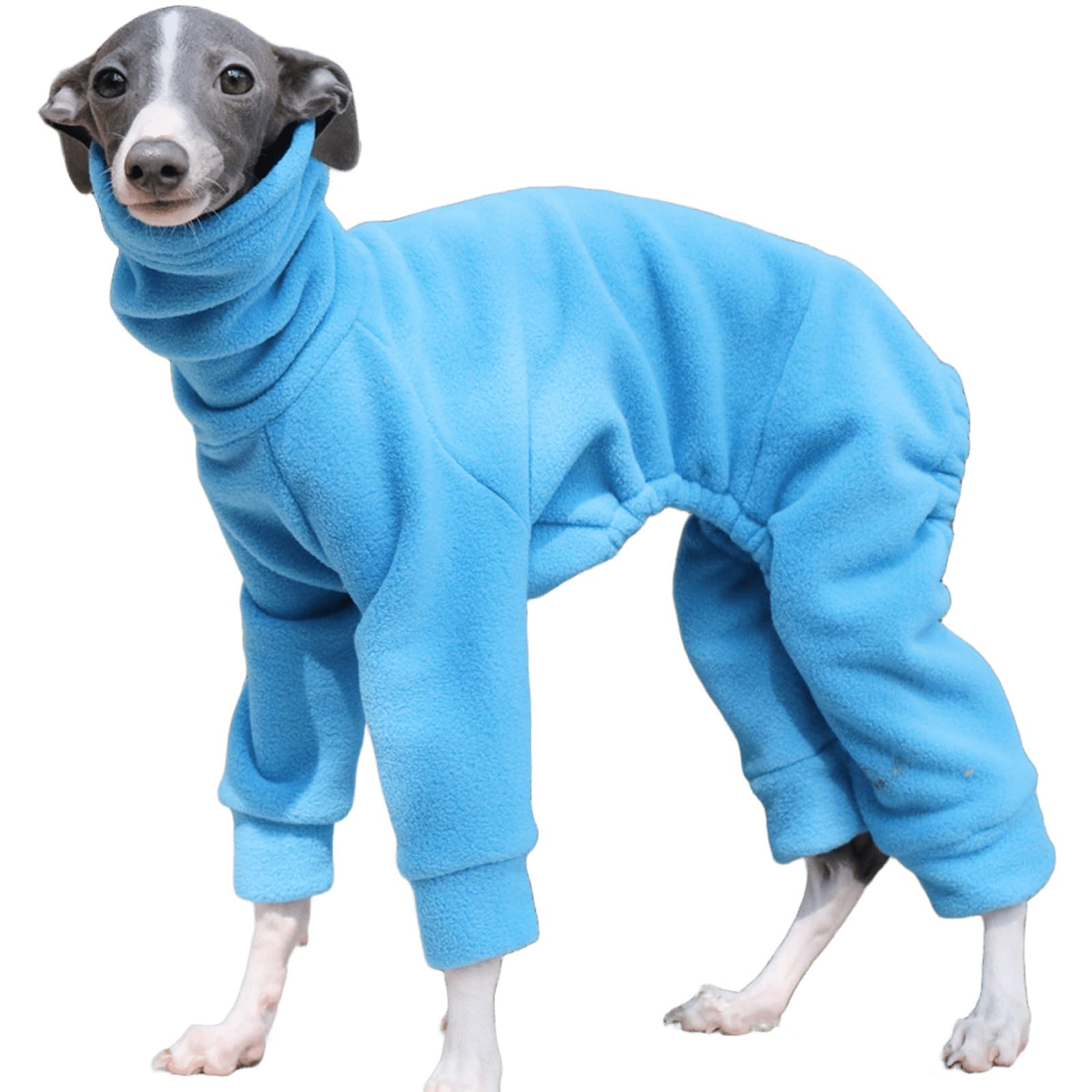 Italian Greyhound Winter Jumpsuit Coat, Soft Fleece Pullover Pajamas Sweater Turtleneck Four-Legged Pet Rompers Long Sleeve Dog Sweatshirt For Whippet Cold Weather Clothing(XL)