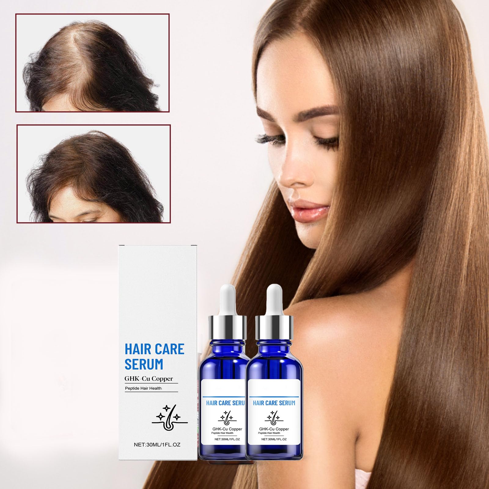 Haarserum mit GHK-Cu-Kupferpeptiden, strkendes Serum fr trockenes und  geschdigtes Haar, pflegende Kopfhaut, leichtes Leave-in-l fr  geschmeidiges, glnzendes Haar. (2pcs) : Amazon.de: Kosmetik