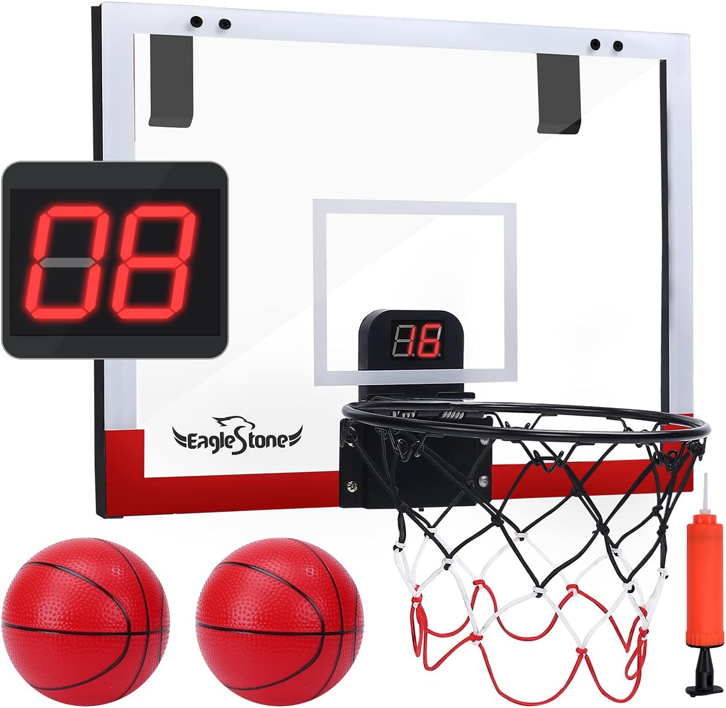 EagleStone Indoor Mini Basketball Hoop Set for Kids with Electronic