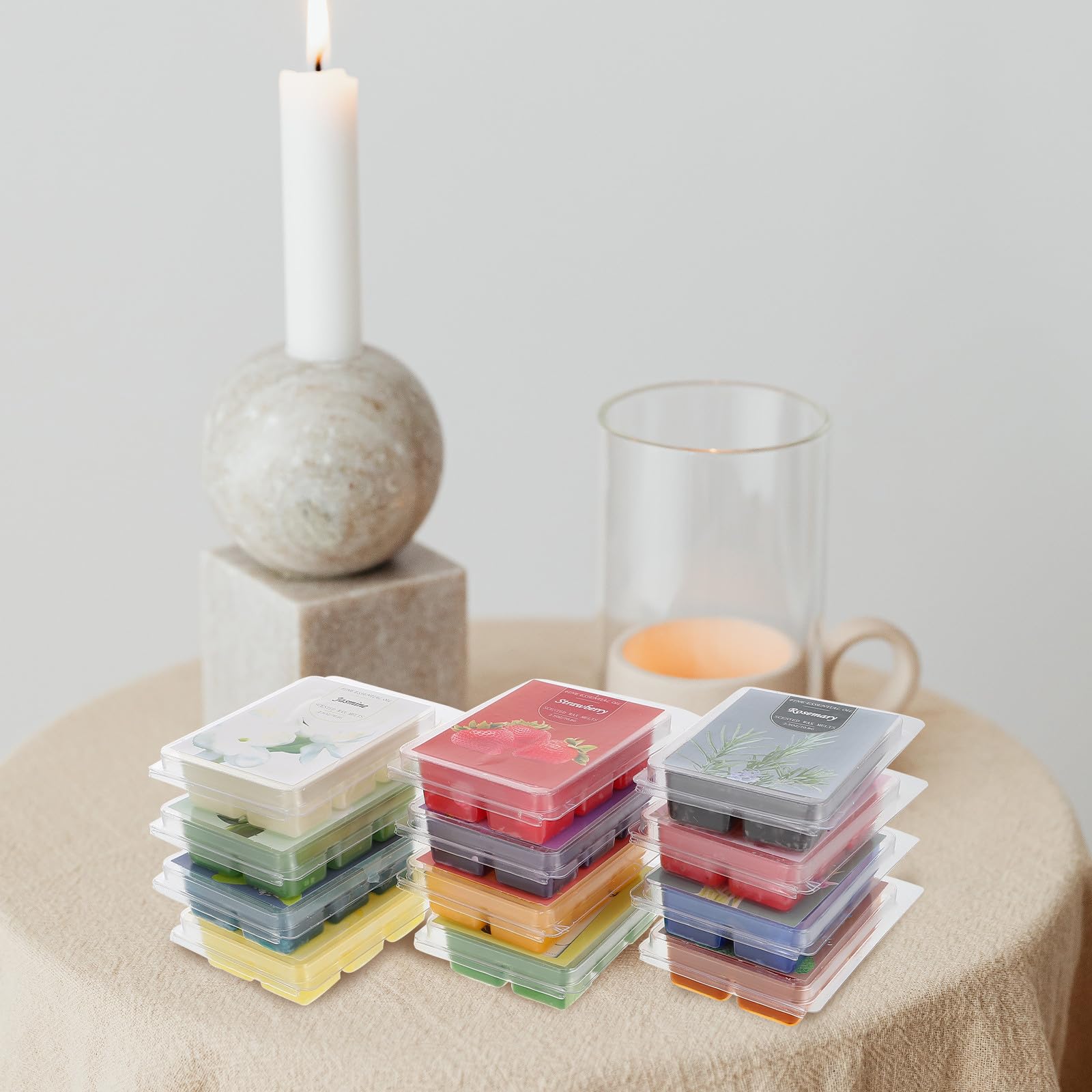 12 Stück Dekorative Duftkerzen Wachsblöcke Kreative Aromakerzen | Langanhaltend, Tragbar und Dekorativ, für Kirche, Yoga und Weihnachten