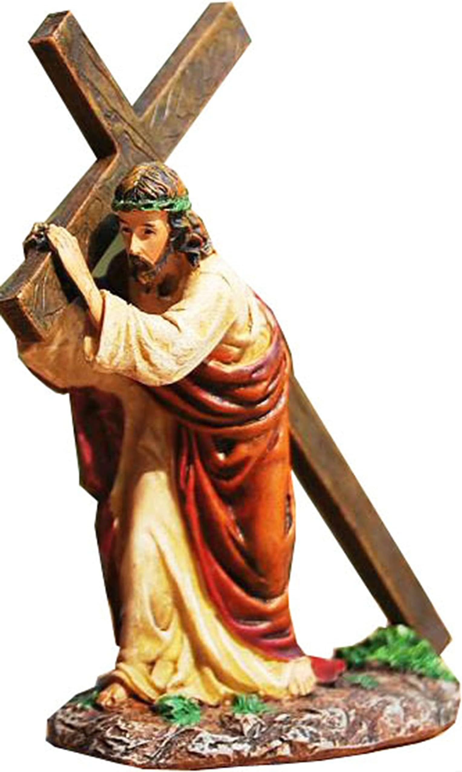 Jesus Carrying The Cross, Jesus Resin Figurine, Inspirational 4 Inch Tall Small Size Jesus Carrying Cross Figurine (4 Inch)