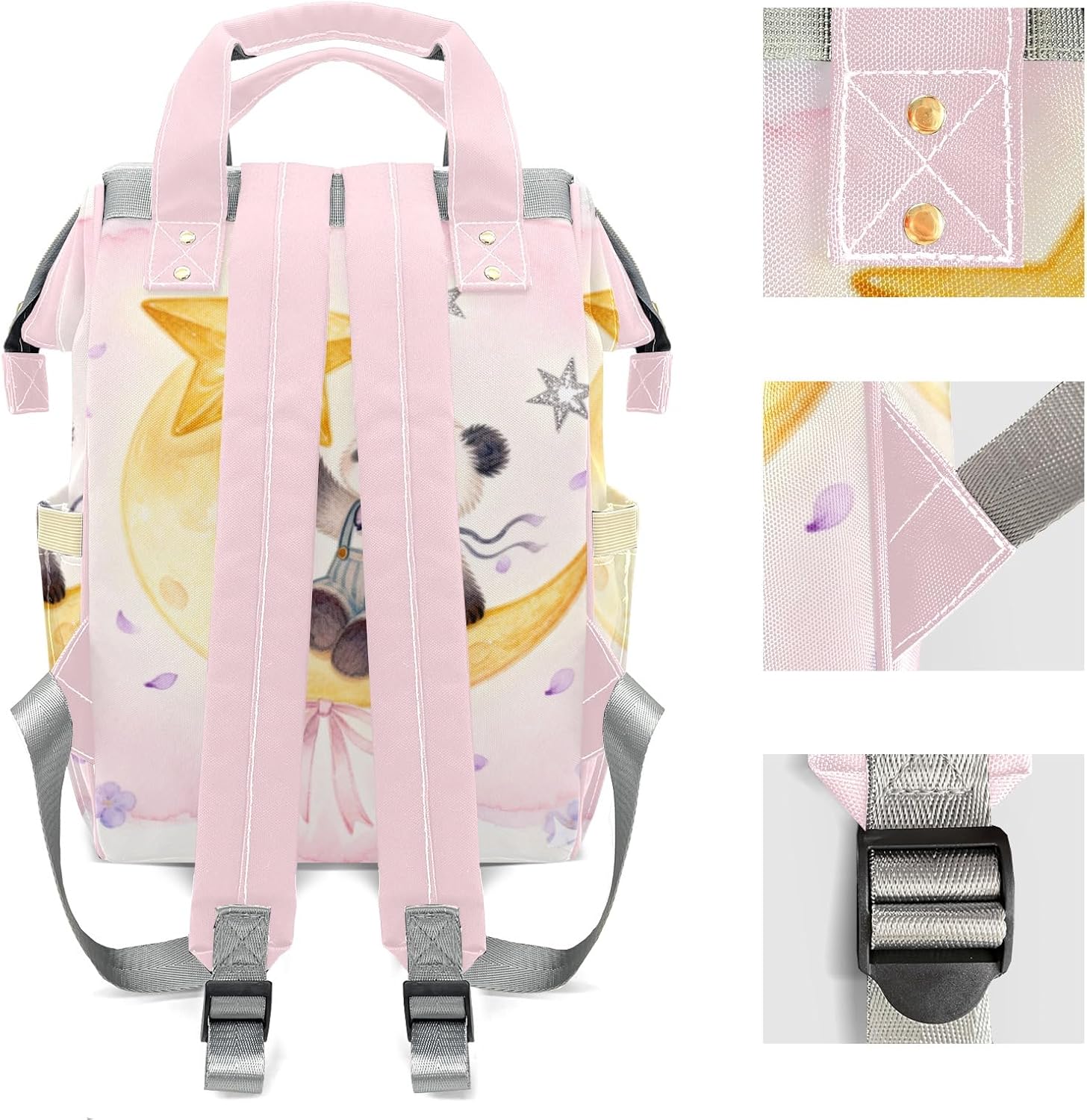 Personalized Cute Panda Diaper Bag with Name,Customized Nappy Backpack with Thermal Pockets Multi-function Baby Bags Mommy Backpack for Girls Boys