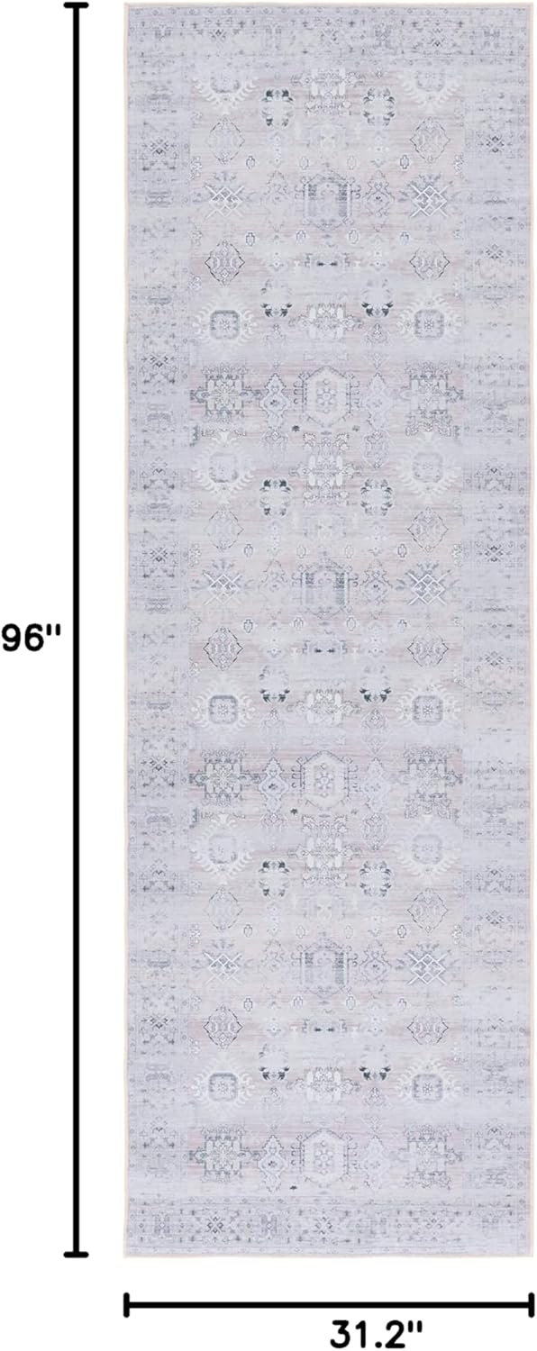 SAFAVIEH Washable Rug Tucson Collection - 2'6' x 8' Runner, Pink & Beige, Slip Resistant & Easy to Clean, Ideal for Hallway, Foyer, Entryway, Bedroom (TSN133U)