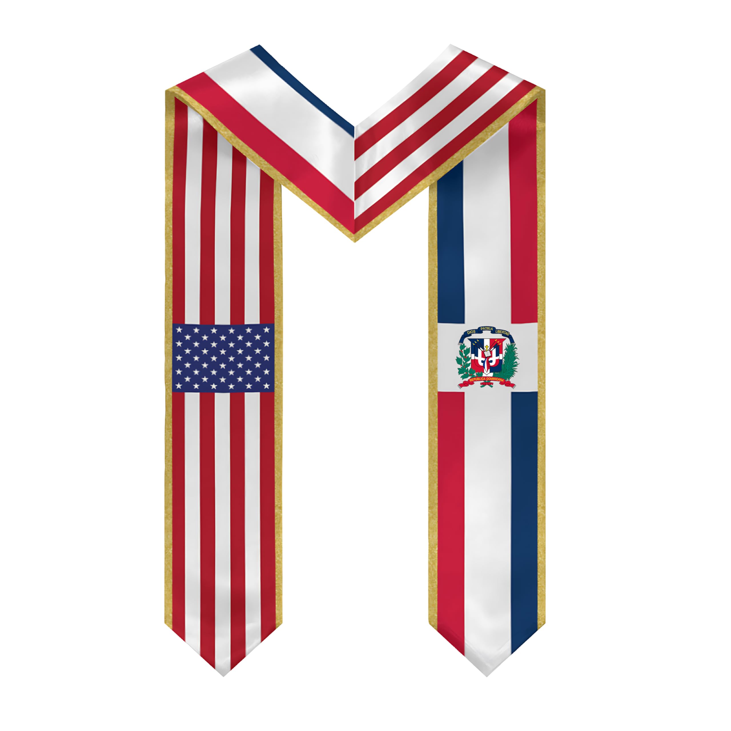 Dominican Graduation Sash Stole Class of 2025 – Dominicans and American Flag Print Commencement Sash, V-Shape High School & College Graduates National Stole, Pride Accessory Gift for Graduation Day