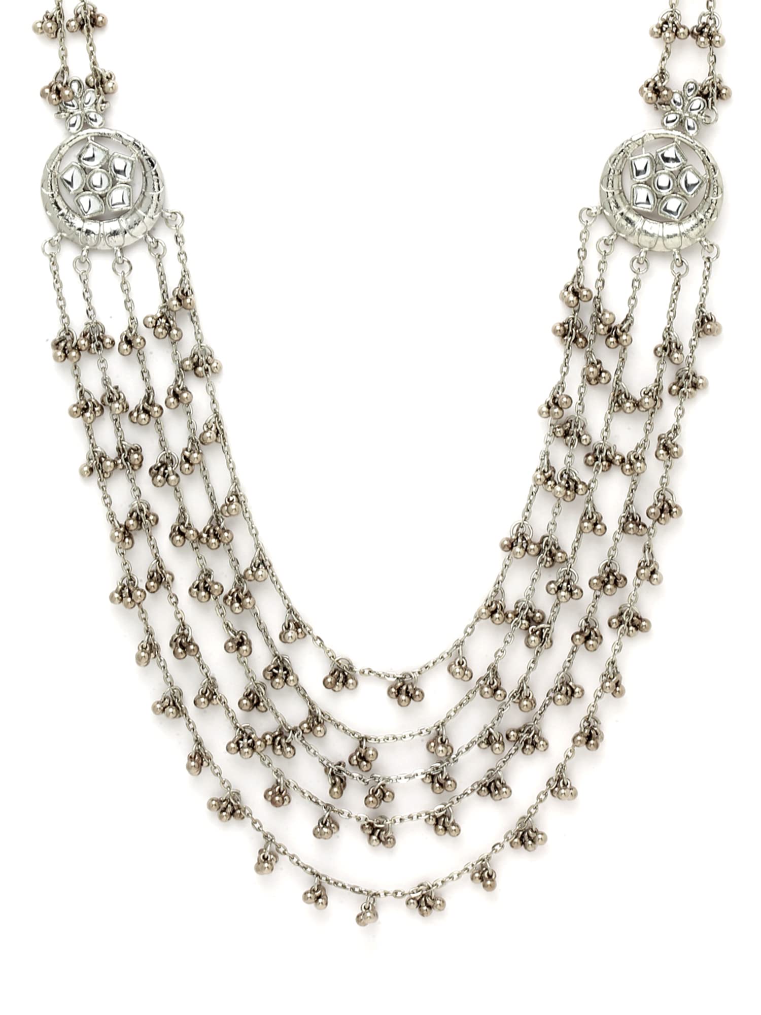 Karatcart Oxidised Silver Multistrand Long Kundan Necklace for Women (B0B1HWY5YZ) Amazon Price History, Amazon Price Tracker