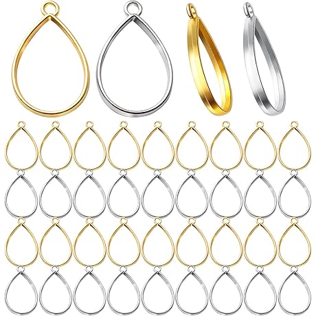 Aylifu 40pcs Resin Bezel Pendant Frames and Open Back Bezels