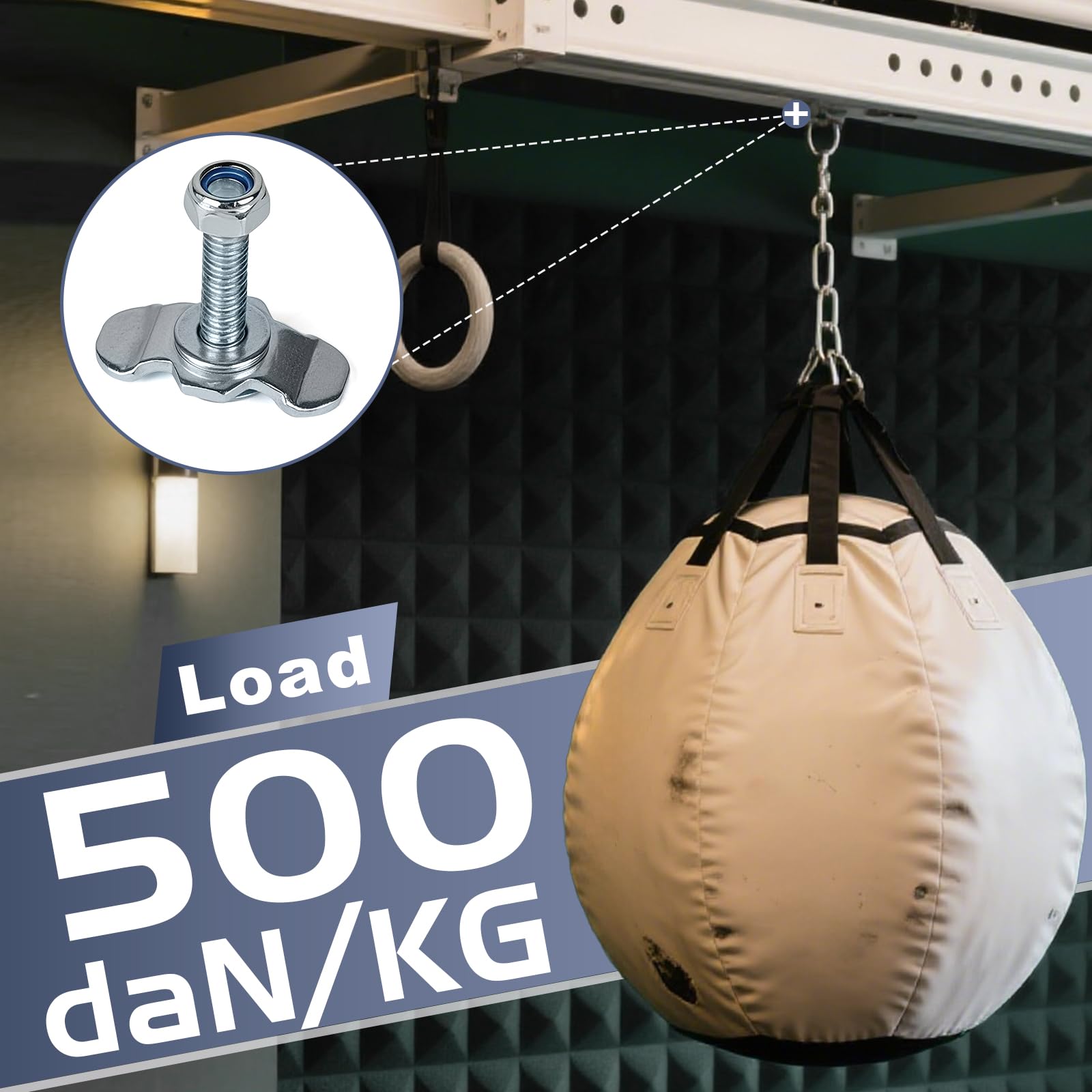 EXLECO 12X Schraubfitting Airlineschiene M8x45 Airline Fitting Airlinebeschlag Silberne Sicherungsmutter Airlineverschraubung Zubehör Endbeschlag für Zurrschienen 500daN Verzinkt Airlineverschraubung