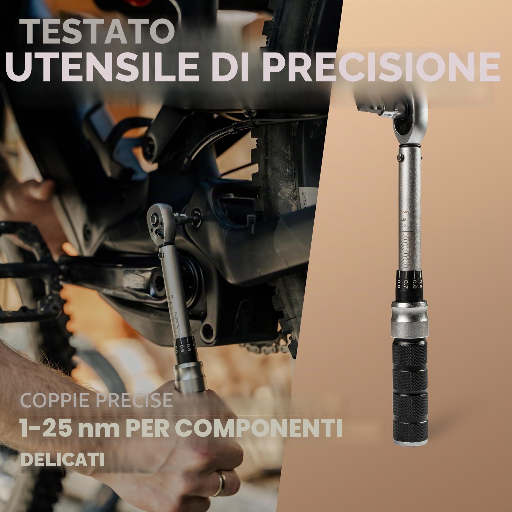 T T B Valigetta degli attrezzi per bicicletta con chiave dinamometrica calibrata 1-25 Nm, 17 pezzi, kit di riparazione MTB/bici da strada
