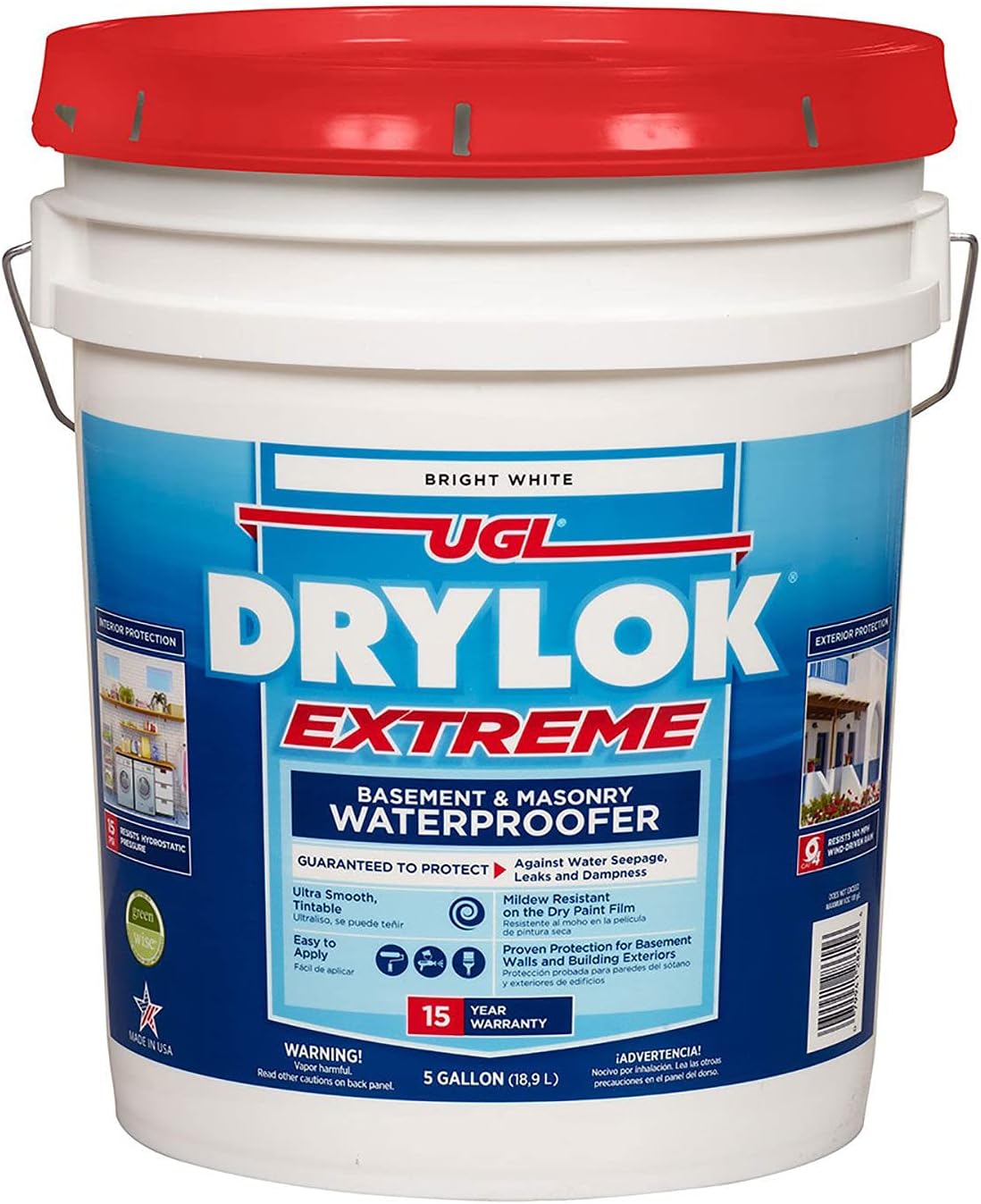 Latex Base Masonry Waterproofer Latex Interior/Exterior Smooth Finish White 5 Gl 15 Yr Warran