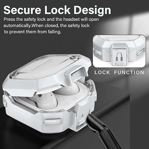 Miniatura 3 de (con bloqueo seguro) Funda transparente de fibra de carbono para Samsung Galaxy Buds FE (2023) Galaxy 2 Pro (2022)Galaxy Pro (2021)Galaxy 2