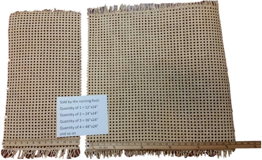 24" Wide Cane Webbing Standard Size Fine Open 1/2" Mesh, You Will Receive ONE Piece of Cane!! Qty of 1=24"x12", Qty of 2=24"x24", etc.