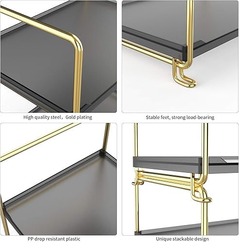 Miniatura 7 de Estante organizador de especias de 2 niveles para baño, estante de almacenamiento de encimera, estante de almacenamiento de cosméticos de pie