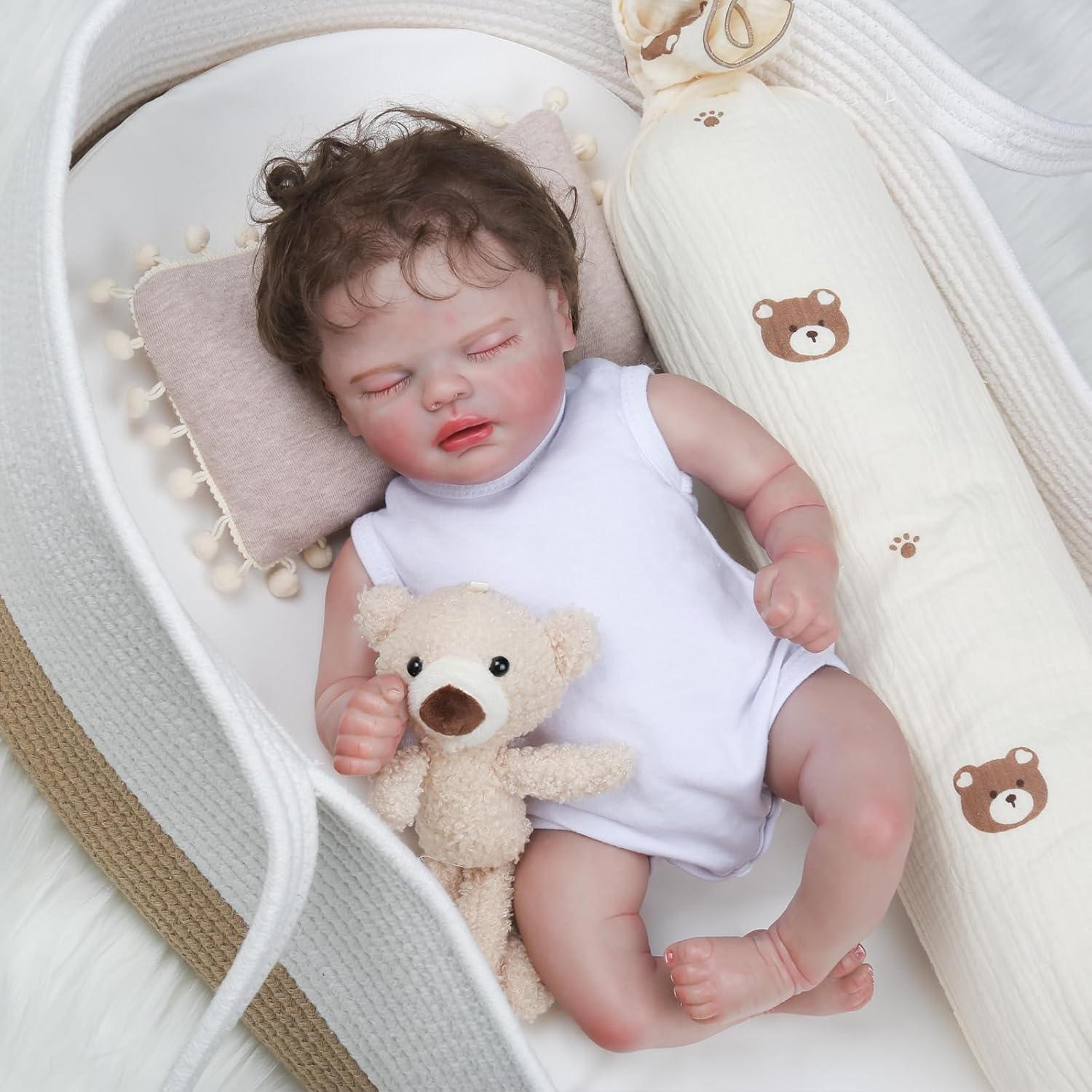 KSBD Lifelike Reborn Baby Dolls - 16 Inch Realistic Newborn Baby Dolls with Cloth Body, Sleeping Real Life Baby Boy Dolls for Kids 3+