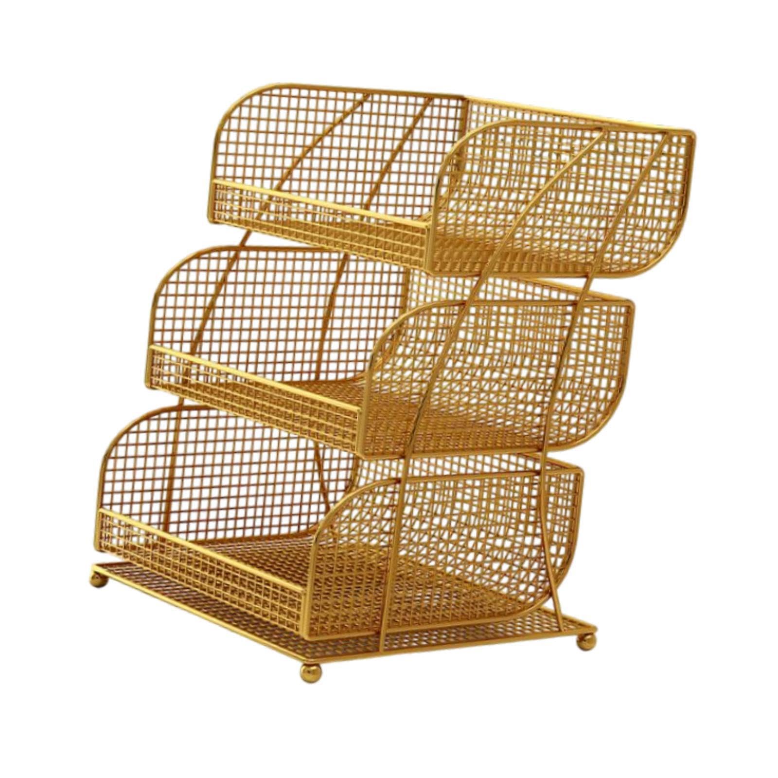 YIXANNX Stylish Multi Tire Vegetable Storage Rack Fruit Holder Gold Medium