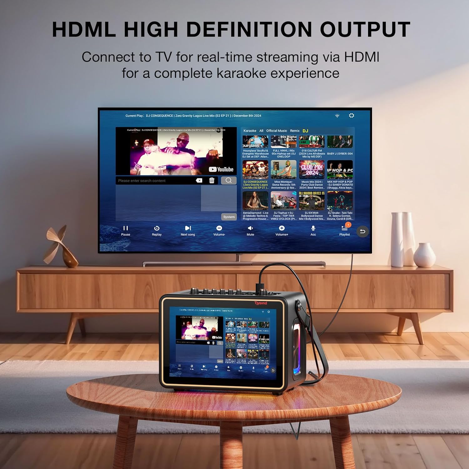 Smart Karaoke Machine with Lyrics Display, 12.1 Inch IPS Touch Screen, Two Wireless Microphones, Portable Bluetooth Speaker PA System for Home Outdoor Party (Large) - Image 4